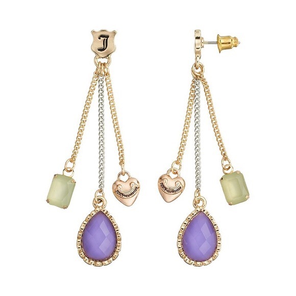 Juicy Couture Jewelry - Juicy Couture Purple Teardrop Linear Drop Earrings